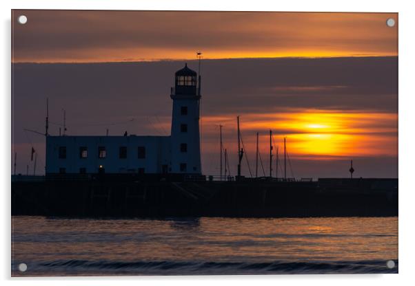 Scarborough Lighthouse Sunrise Acrylic by Tim Hill