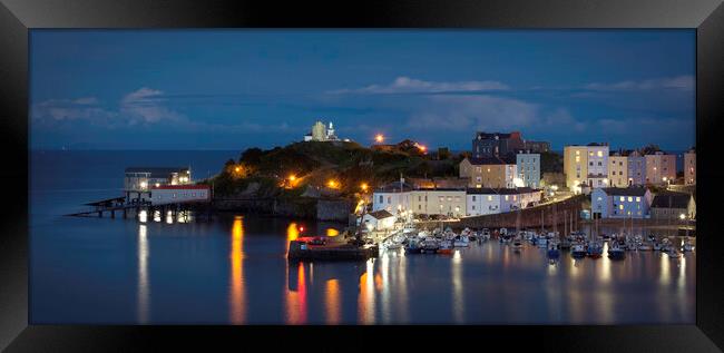 Tenby Harbour at Night Framed Print by Tim Hill