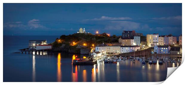 Tenby Harbour at Night Print by Tim Hill