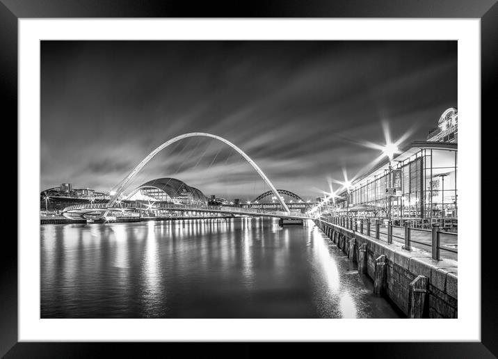 Illuminated Newcastle Quays Framed Mounted Print by Tim Hill