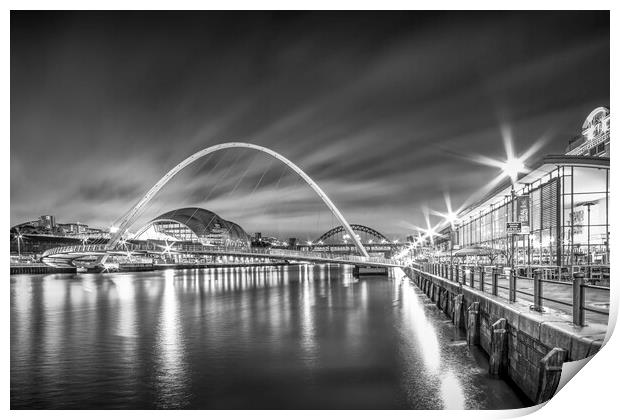Illuminated Newcastle Quays Print by Tim Hill