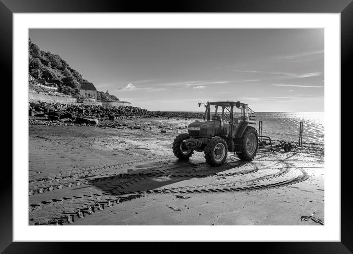 Runswick Bay Black and White Framed Mounted Print by Tim Hill