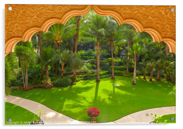 Framed tropical garden Acrylic by Adrian Turnbull-Kemp