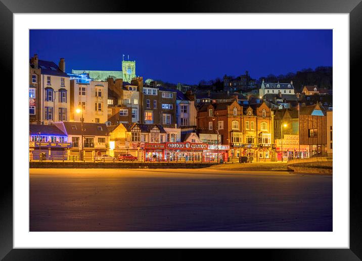 Scarborough Seafront at Night Framed Mounted Print by Tim Hill