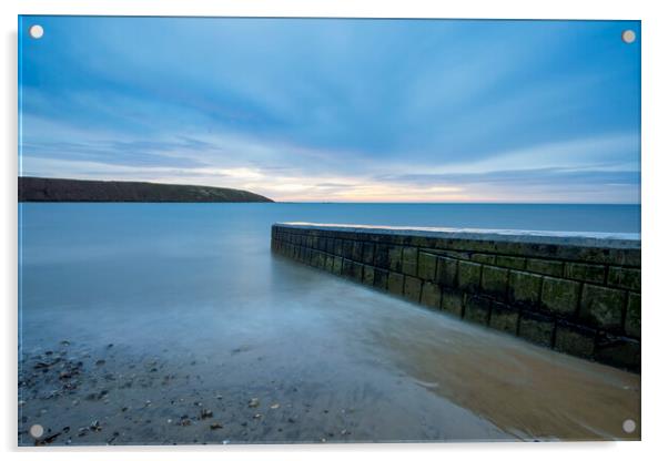 Filey Boat Ramp meets Filey Brigg Acrylic by Tim Hill