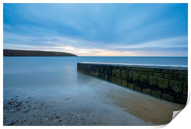 Filey Boat Ramp meets Filey Brigg Print by Tim Hill