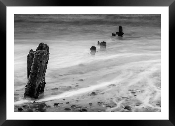 Sandsend Seascape Black and White Framed Mounted Print by Tim Hill