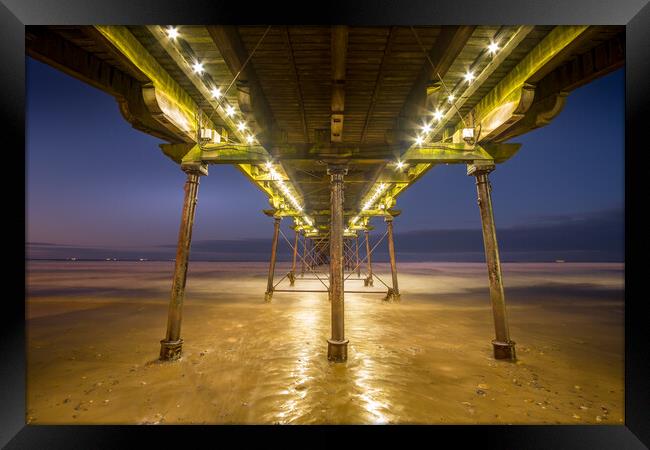 Saltburn Pier Lights Framed Print by Tim Hill