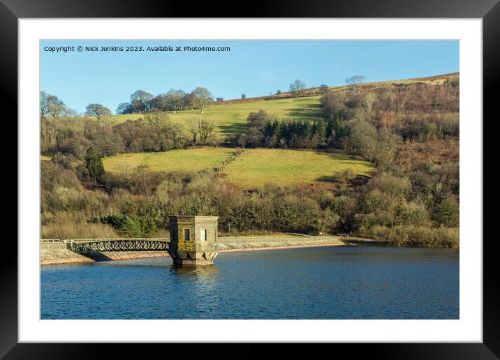 Control Tower and Dam Talybont Reservoir Brecon Beacons  Framed Mounted Print by Nick Jenkins