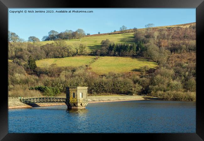 Control Tower and Dam Talybont Reservoir Brecon Beacons  Framed Print by Nick Jenkins