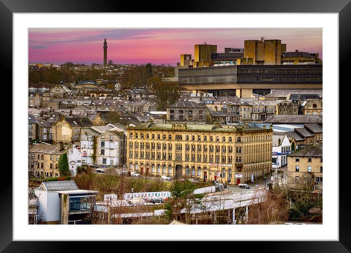 Twilight Looking SW over Halifax town Framed Mounted Print by Glen Allen