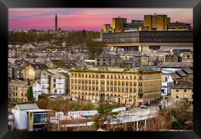 Twilight Looking SW over Halifax town Framed Print by Glen Allen