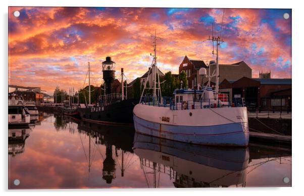Sunset at Hull Marina  Acrylic by Tim Hill