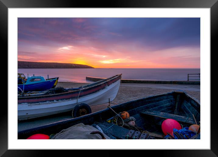 Filey Brigg Sunrise from Filey Boat Ramp Framed Mounted Print by Tim Hill