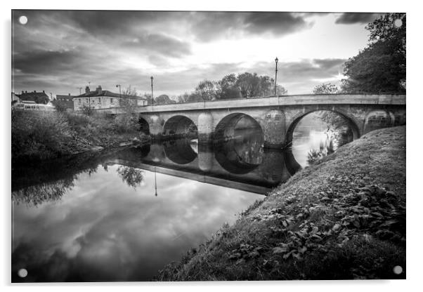 Moody Monochrome Tadcaster Bridge Acrylic by Tim Hill