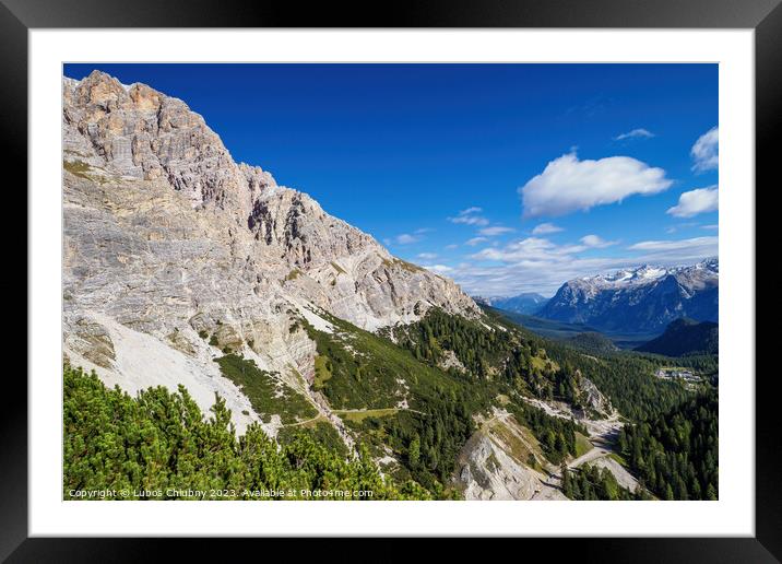 Panoramic view of the famous peaks of the Dolomites, Belluno Province, Dolomiti Alps, Italy Framed Mounted Print by Lubos Chlubny