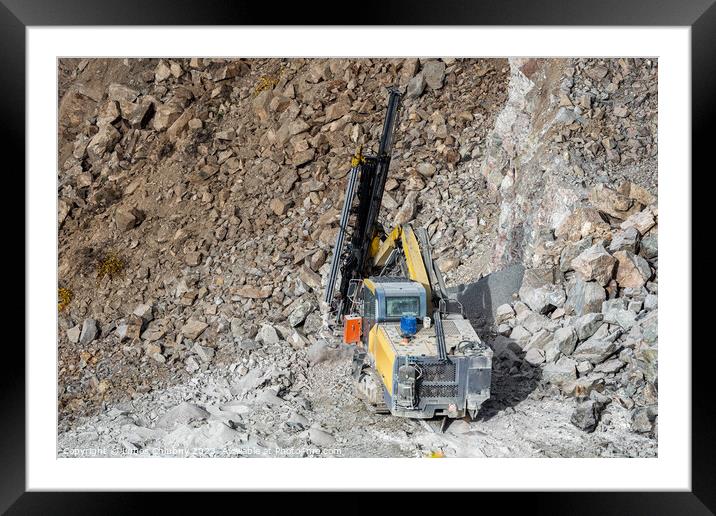 Drilling machine in open cast mining quarry Framed Mounted Print by Lubos Chlubny