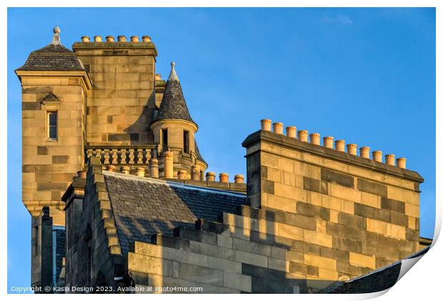 Edinburgh Old Town Rooves and Chimneys Print by Kasia Design