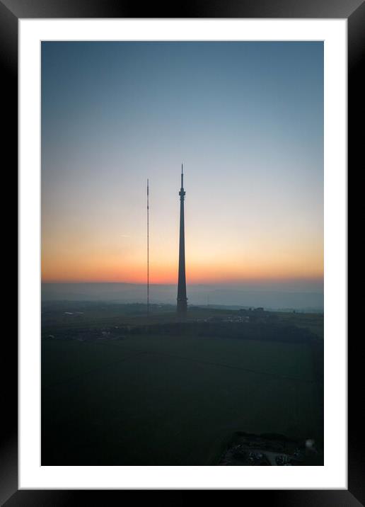 Emley Moor TV Mast Framed Mounted Print by Apollo Aerial Photography