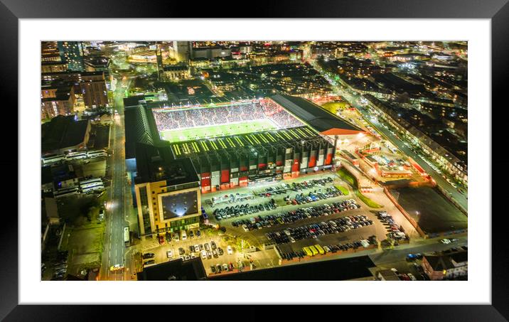 Bramall Lane at Night Framed Mounted Print by Apollo Aerial Photography