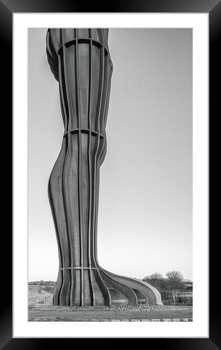 Detail of The Angel of the North - Gateshead in Mono Framed Mounted Print by Will Ireland Photography