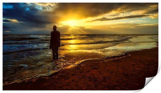 Crosby Beach Sunset, Another Place Print by Tim Hill