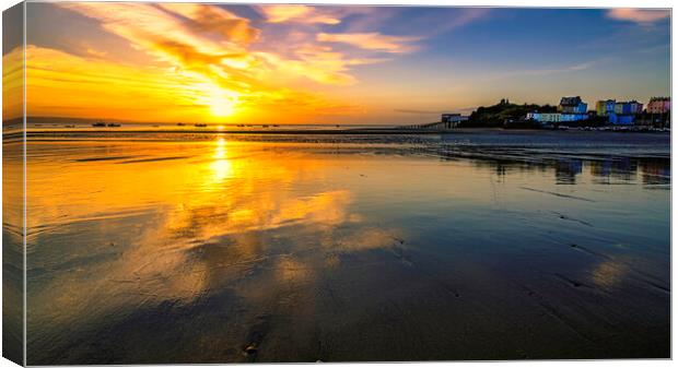 Tenby North Beach Sunrise Canvas Print by Tim Hill