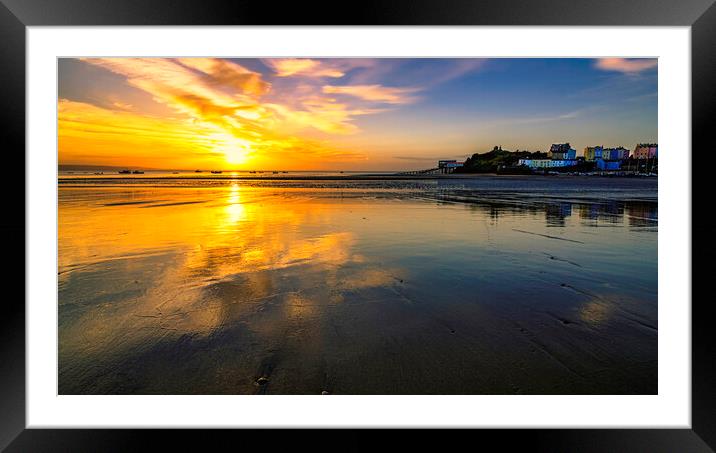 Tenby North Beach Sunrise Framed Mounted Print by Tim Hill