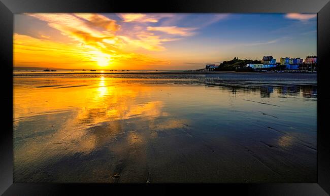 Tenby North Beach Sunrise Framed Print by Tim Hill