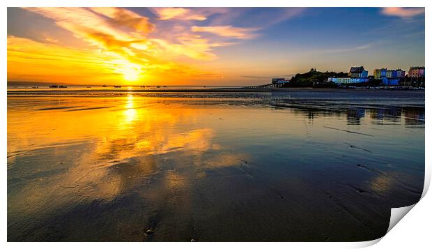 Tenby North Beach Sunrise Print by Tim Hill
