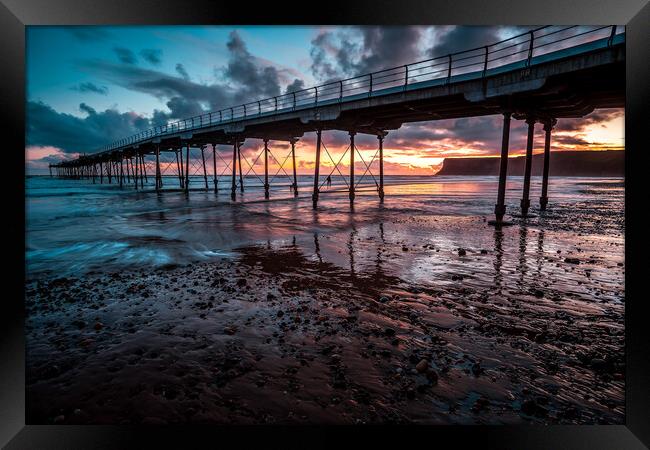 Saltburn pier sunrise Framed Print by Tim Hill
