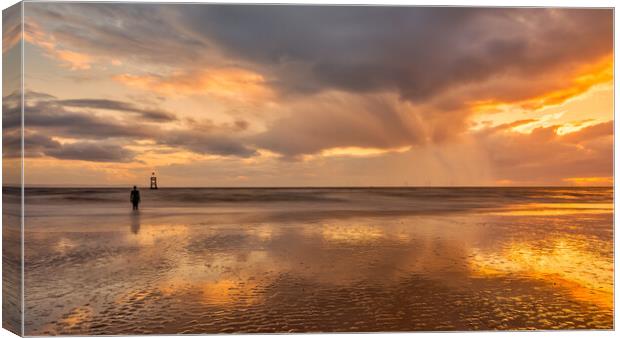 Crosby Beach Sunset, Another Place Canvas Print by Tim Hill