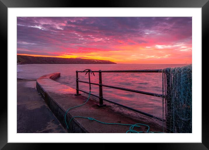 Filey Brigg Sunrise from Filey Boat Ramp Framed Mounted Print by Tim Hill