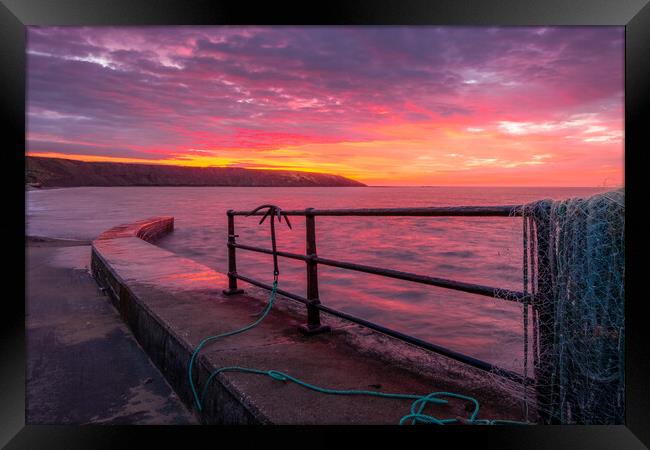 Filey Brigg Sunrise from Filey Boat Ramp Framed Print by Tim Hill