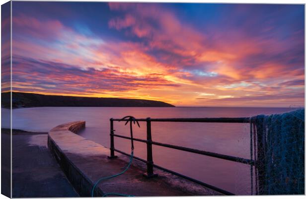 Majestic Sunrise over Filey Brigg Canvas Print by Tim Hill