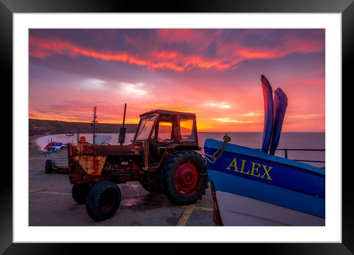 Filey Tractor at Sunrise Framed Mounted Print by Tim Hill