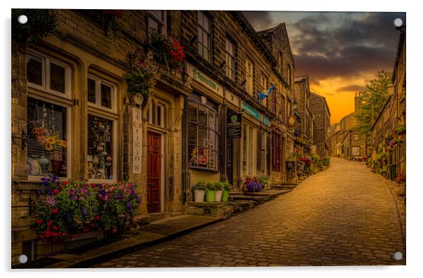 Nostalgic Cobbled Street in Historic Haworth Acrylic by Tim Hill