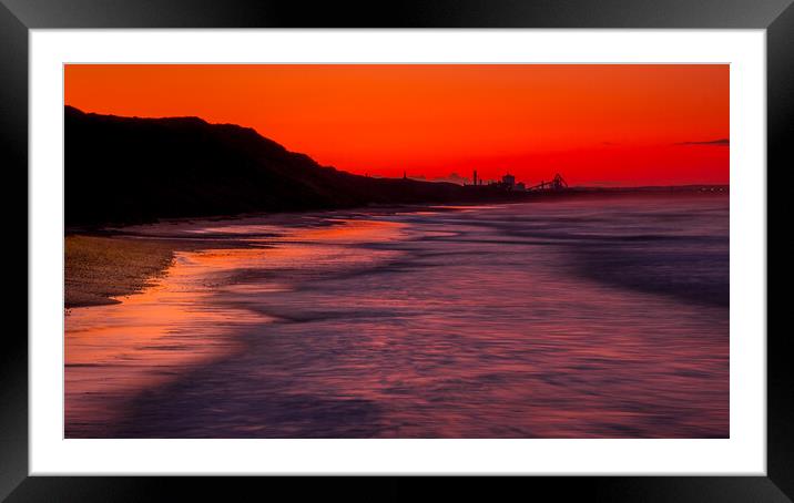 Redcar Steelworks at Sunset Framed Mounted Print by Tim Hill