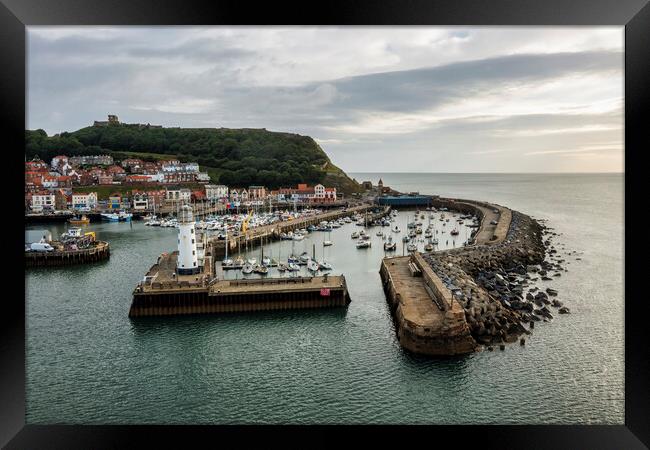 Scarborough Harbour from Above Framed Print by Tim Hill