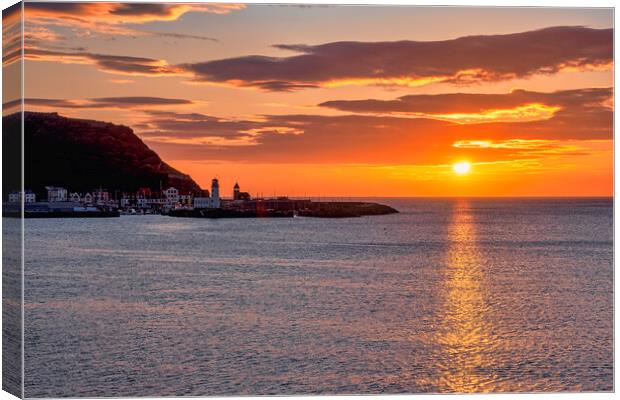 Golden Sunrise over Scarborough Harbour Canvas Print by Tim Hill