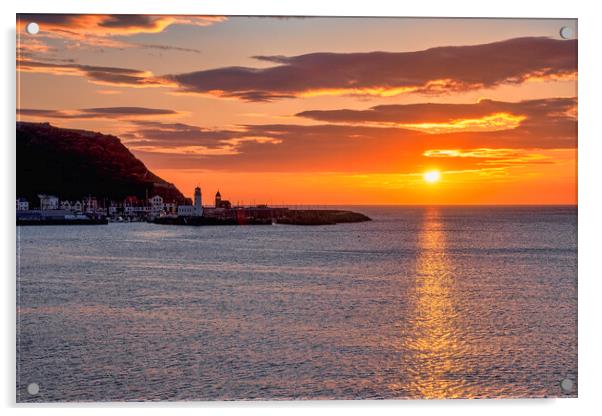 Golden Sunrise over Scarborough Harbour Acrylic by Tim Hill