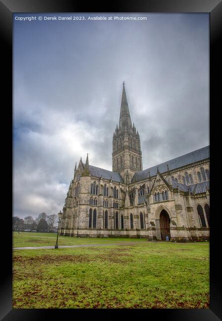Majestic Salisbury Cathedral Framed Print by Derek Daniel