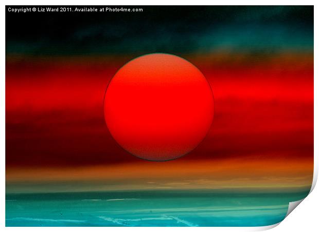 Red Sun Print by Liz Ward