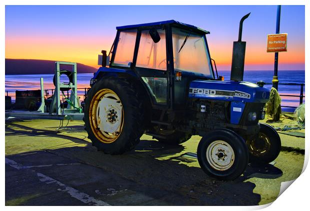 Filey Tractor Sunrise Print by Steve Smith