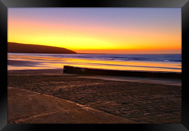 Filey Brigg Sunrise Framed Print by Steve Smith