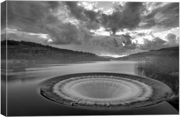 Ladybower Plughole Black and White Canvas Print by Tim Hill