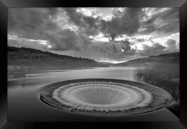 Ladybower Plughole Black and White Framed Print by Tim Hill