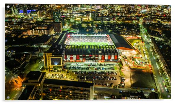 Bramall Lane at Night Acrylic by Apollo Aerial Photography
