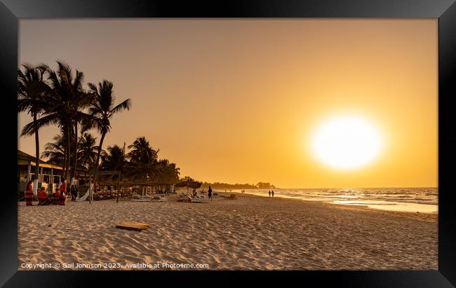 sunset on  Kotu beach The Gambia , Africa Framed Print by Gail Johnson