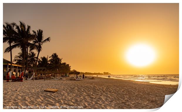 sunset on  Kotu beach The Gambia , Africa Print by Gail Johnson